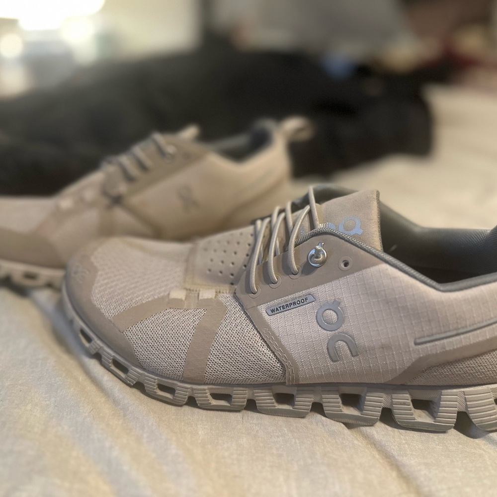 On Running Gray Athletic Shoes with Rugged Sole
